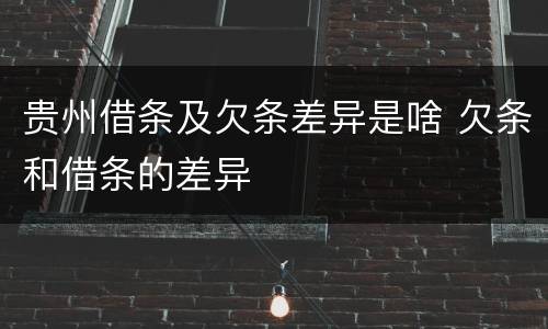 贵州借条及欠条差异是啥 欠条和借条的差异