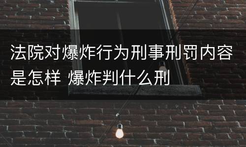 法院对爆炸行为刑事刑罚内容是怎样 爆炸判什么刑