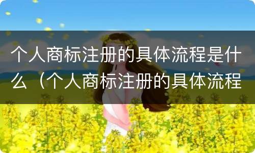 个人商标注册的具体流程是什么（个人商标注册的具体流程是什么样的）