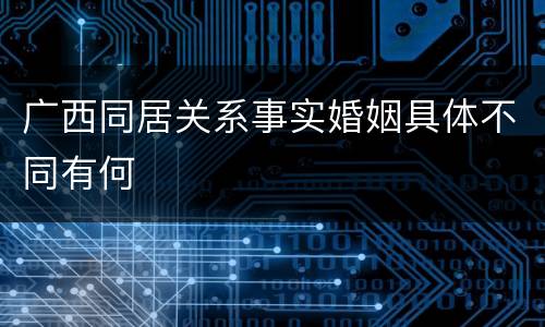 广西同居关系事实婚姻具体不同有何