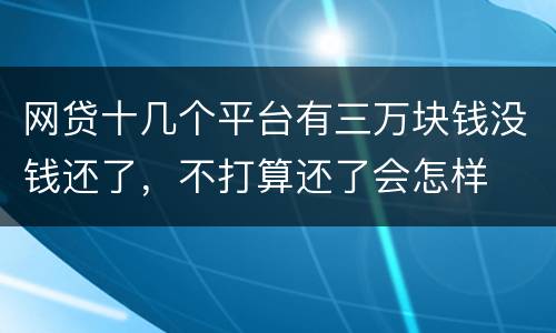 网贷十几个平台有三万块钱没钱还了，不打算还了会怎样