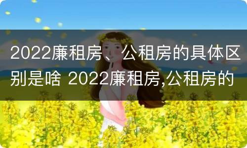2022廉租房、公租房的具体区别是啥 2022廉租房,公租房的具体区别是啥呢