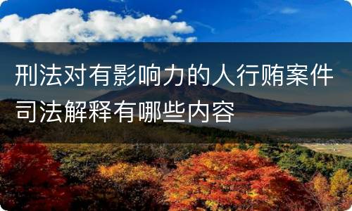 刑法对有影响力的人行贿案件司法解释有哪些内容
