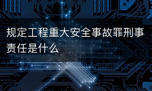 规定工程重大安全事故罪刑事责任是什么
