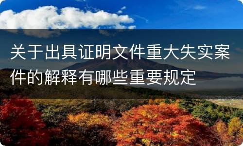 关于出具证明文件重大失实案件的解释有哪些重要规定