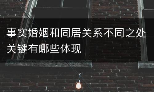 事实婚姻和同居关系不同之处关键有哪些体现