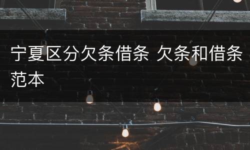 宁夏区分欠条借条 欠条和借条范本