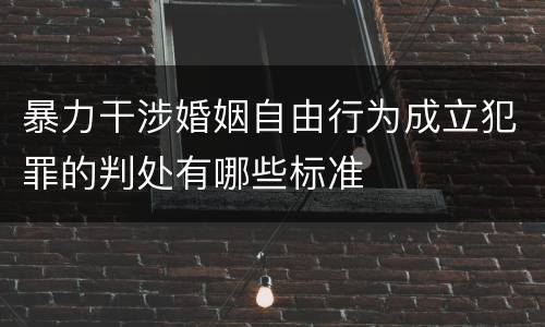 暴力干涉婚姻自由行为成立犯罪的判处有哪些标准