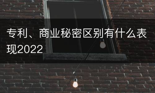 专利、商业秘密区别有什么表现2022