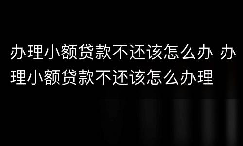 办理小额贷款不还该怎么办 办理小额贷款不还该怎么办理