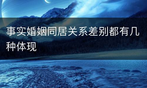 事实婚姻同居关系差别都有几种体现