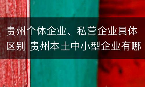 贵州个体企业、私营企业具体区别 贵州本土中小型企业有哪些