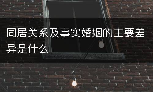 同居关系及事实婚姻的主要差异是什么