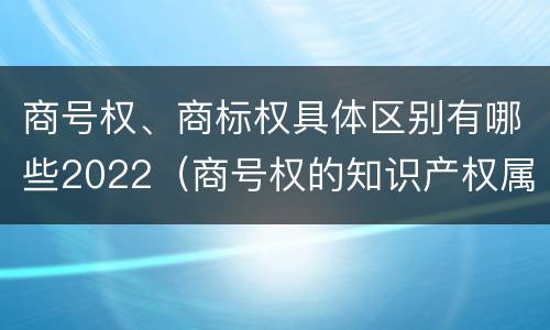 商号权、商标权具体区别有哪些2022（商号权的知识产权属性）