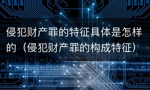 侵犯财产罪的特征具体是怎样的（侵犯财产罪的构成特征）