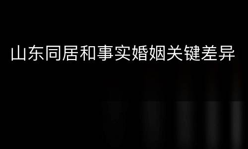 山东同居和事实婚姻关键差异