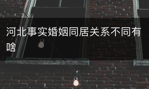 河北事实婚姻同居关系不同有啥