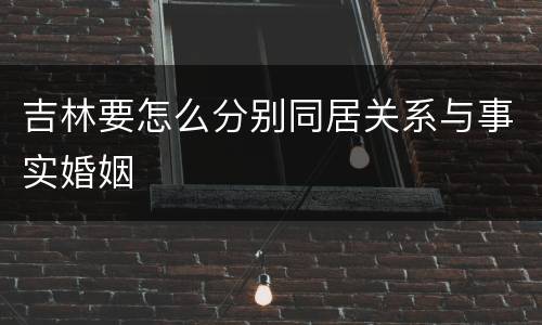 吉林要怎么分别同居关系与事实婚姻