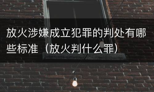 放火涉嫌成立犯罪的判处有哪些标准（放火判什么罪）
