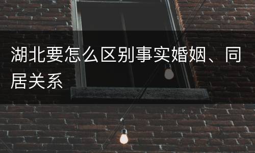 湖北要怎么区别事实婚姻、同居关系