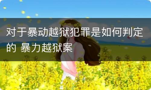 对于暴动越狱犯罪是如何判定的 暴力越狱案