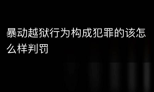 暴动越狱行为构成犯罪的该怎么样判罚