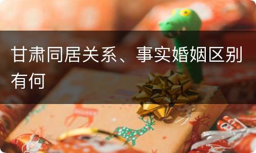 甘肃同居关系、事实婚姻区别有何
