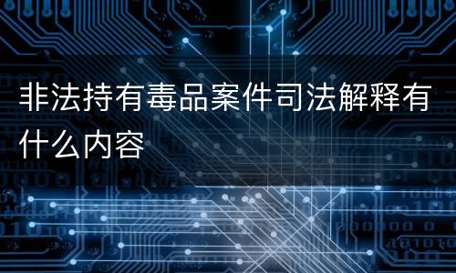 非法持有毒品案件司法解释有什么内容