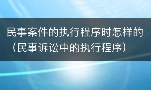 民事案件的执行程序时怎样的（民事诉讼中的执行程序）