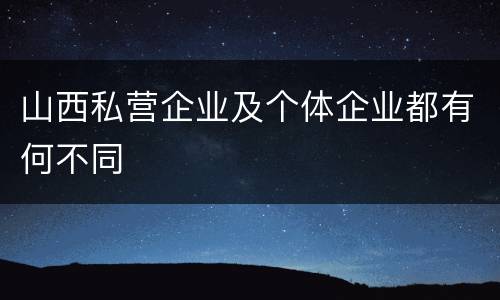 山西私营企业及个体企业都有何不同