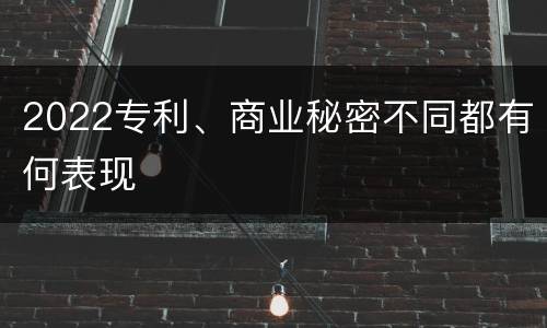 2022专利、商业秘密不同都有何表现