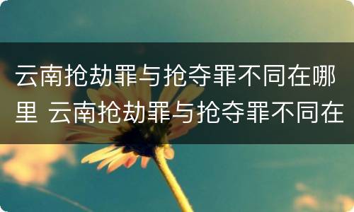 云南抢劫罪与抢夺罪不同在哪里 云南抢劫罪与抢夺罪不同在哪里判