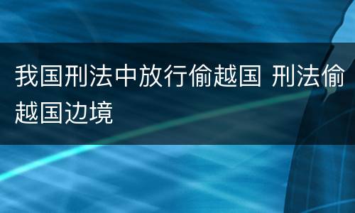 我国刑法中放行偷越国 刑法偷越国边境