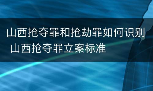 山西抢夺罪和抢劫罪如何识别 山西抢夺罪立案标准