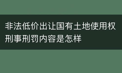 非法低价出让国有土地使用权刑事刑罚内容是怎样