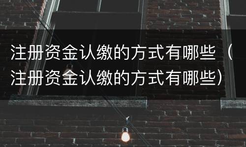注册资金认缴的方式有哪些（注册资金认缴的方式有哪些）