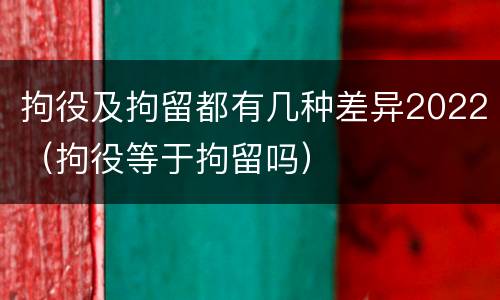 拘役及拘留都有几种差异2022（拘役等于拘留吗）