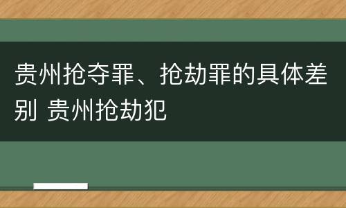 贵州抢夺罪、抢劫罪的具体差别 贵州抢劫犯