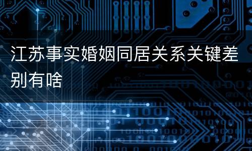 江苏事实婚姻同居关系关键差别有啥