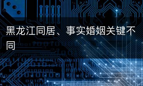 黑龙江同居、事实婚姻关键不同