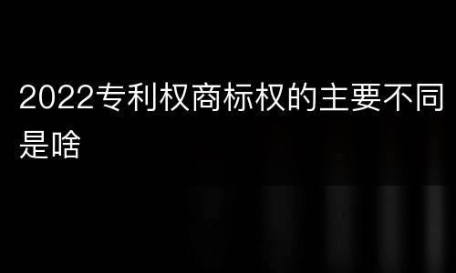 2022专利权商标权的主要不同是啥