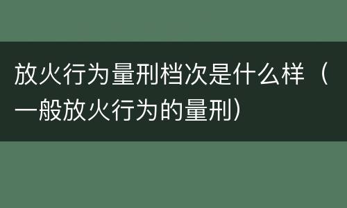 放火行为量刑档次是什么样（一般放火行为的量刑）