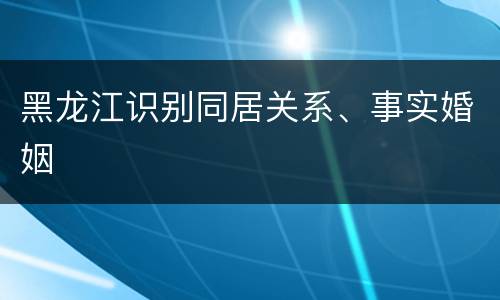 黑龙江识别同居关系、事实婚姻