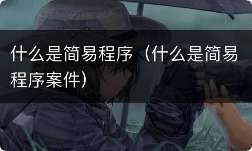什么是简易程序（什么是简易程序案件）