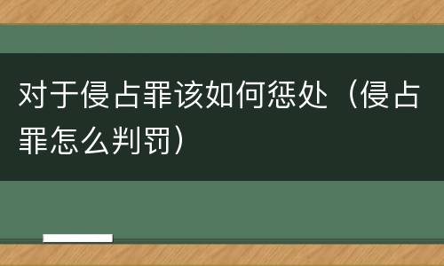 对于侵占罪该如何惩处（侵占罪怎么判罚）