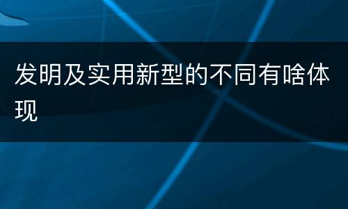 发明及实用新型的不同有啥体现