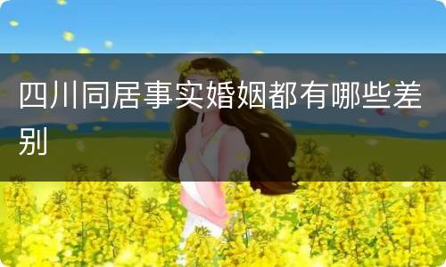 四川同居事实婚姻都有哪些差别