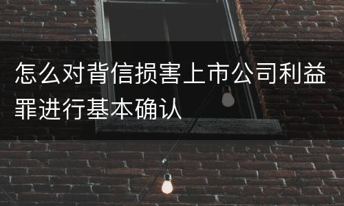 怎么对背信损害上市公司利益罪进行基本确认