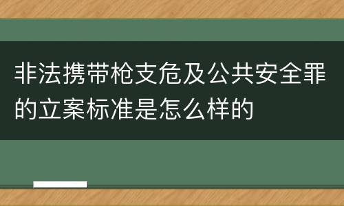 非法携带枪支危及公共安全罪的立案标准是怎么样的