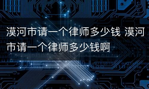 漠河市请一个律师多少钱 漠河市请一个律师多少钱啊
